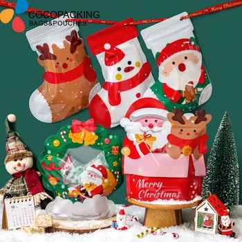 10buc Navidad Crăciun Fermoar Ambalare Saci de Moș Crăciun Elan X-Mas Cadouri pentru copii de Zahăr Șosete Gustare Partid de Stocare Agățat Pungi