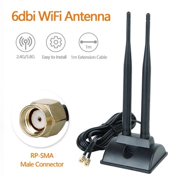 Dual WiFi Antena RP-SMA Male 2.4 GHz 5.8 GHz Dual Band Antena Bază Magnetică pentru Router Wireless PCI-E placa de Retea WiFi WLAN AP