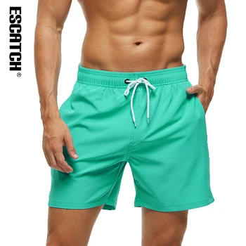 2023 Escatch Brand De Vară De Culoare Solidă Talie Reglabila Plaja Bord Pantaloni Scurți De Înot Bărbați Cu Buzunare Laterale Funcționare Sexy Costum De Baie