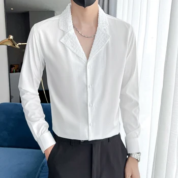 2023 Primavara-Vara Tricouri Barbati De Moda De Înaltă Calitate Camasi Barbati Nasturii De Sex Masculin Casual Designer Coreean Confortabil Bluze