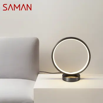 SAMAN Modern Alamă Lampă de Masă cu LED 3 Culori Negru Birou de Iluminat Simple, Creative Decor pentru Casa Living, Dormitor
