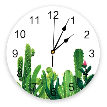 Cactus Planta Tropicala Ceas De Perete Rotund Acrilice Agățat Tăcut Ceas De Timp Acasă Interior Dormitor Living Room Decor De Birou