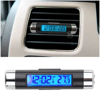 2 În 1 Vehicul Auto Digital LCD Iluminare din spate Auto Termometru Ceas Calendar de Afișare Mașini de Ventilație de Evacuare Clip-on Ceas