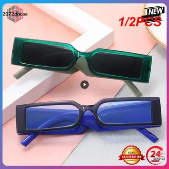 1/2 BUC NOU Dreptunghi Cadru ochelari de Soare Retro Pătrat Ochelari la Modă Uri de Stil pentru Bărbați și Femei Negru Mic Cadru Ochelari de Soare