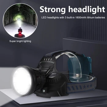 Led Reîncărcabilă Lanterna Far Pescuit Faruri 4 Moduri Impermeabil Super Luminoase De Mare Putere Camping Lumina