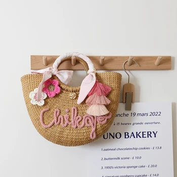 Drăguț camellia Thai sac de paie 2022 nouă nișă de design naturale paie sac de mână, sac de rattan