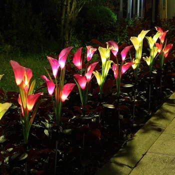 LED-uri Lumina Solara Artificiala Crini Simulare de Flori în aer liber rezistent la apa Grădină cu Gazon, cu Peisaj Lămpi Curte Calea Curte Decor