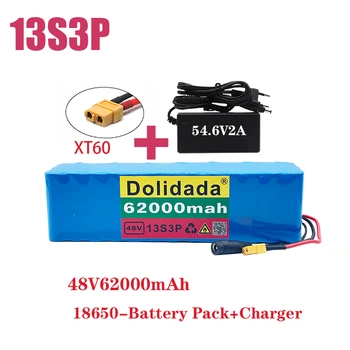 XT60 Plug 48V62Ah 1000W 13S3P 48V Litiu-Ion Batterij Voor 54.6 V E-Bike Elektrische Fiets scuter Întâlnit Bms + 54.6 V Lader