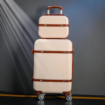 Vintage Depozitare sac de Călătorie de stocare Machiaj valiza 26 inch Designer valize 2 bucata setul de bagaje Transporta pe bagaje cu roți