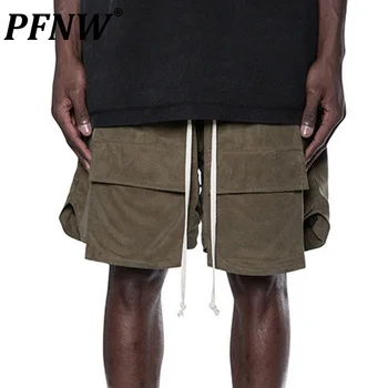 PFNW Primavara Vara Barbati Streetwear în aer liber Runninh Stil Safari pantaloni Scurți de Moda Multi Buzunare Cordon Hip Hop Pantaloni 12Z1045