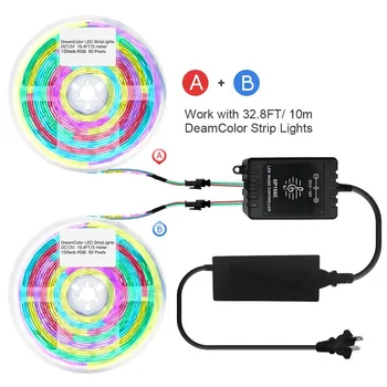 DreamColor RGB Lumini Benzi Kit de Sincronizare pentru Muzică,32.8 ft/10m Adresabile Muzica Lumini Benzi cu Control de la Distanță pentru Bar, KTV jk1797