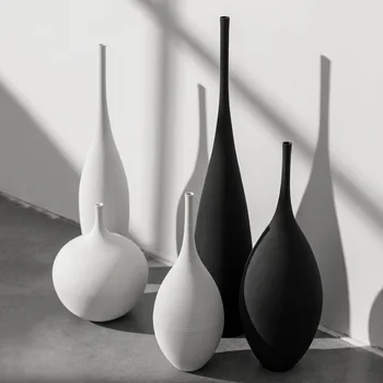 Ceramica Zen Vaza De Flori Simplu Alb Negru Vaza Estetice Moderne Vase Decorative Pentru Casa Living Decor