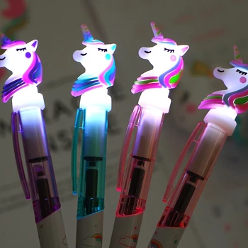 Creative Desene animate Unicornul de Lumină Kawaii Drăguț Stralucitoare Pix cu LED Pen Student Papetărie 0,5 mm Instrument de Scris Rechizite Școlare