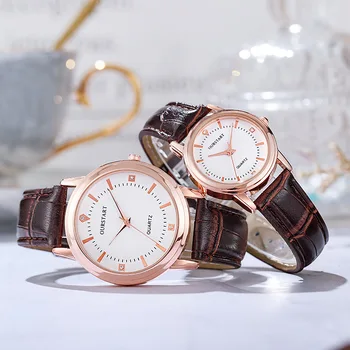 Iubitor de Ceasuri de Top de Brand de Lux Cuplu Cuarț Ceas Piele Cronograf Ceas pentru Femei și Bărbați Cuplu Cadou