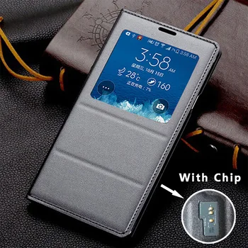 Samsung Galaxy Note 4 Smart Flip Cover din Piele de Caz Pentru Samsung Galaxy Nota 4 Note4 N910 N910H Acoperă Cu Chip Original