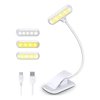 Lampa de citit Cartea Clemă, 9 LED-uri Lampă cu Clemă 3 Temperatura de Culoare și Estompat Comutator Tactil, USB Reîncărcabilă