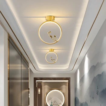 Cupru Noul Stil Chinezesc Hol Lampa Villa Coridor, Culoar De Lumină Nouă Clasic Elegant Plafon Lampă Retro