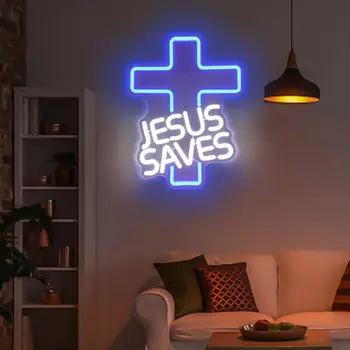Cruce USB Alimentat pentru Decor Camera, LED Lumina de Neon Estompat Lumina de Noapte pentru Nunta Biserica Arta de Perete