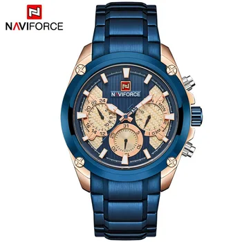 NAVIFORCE Relogio Masculino Blue Mens Ceasuri de Top de Brand de Lux Cuarț Ceas de Aur pentru Bărbați din Oțel Complet Casual Sportului Militar Ceas de mână