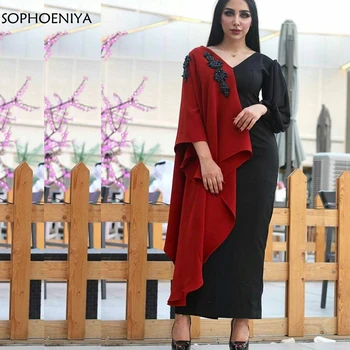 New Sosire V Gatului maneca Lunga rochii de seara 2023 Roșu Negru Musulman seara rochie Plus dimensiune Halat de serată Vestidos formales