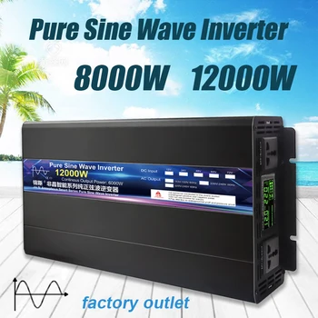 Pure Sine Wave Inverter DC 12V 24V 220V 4000W 5000W 8000W 10000W Inversor Convertor de Tensiune 12 220 Masina de Putere Invertor Solar LCD