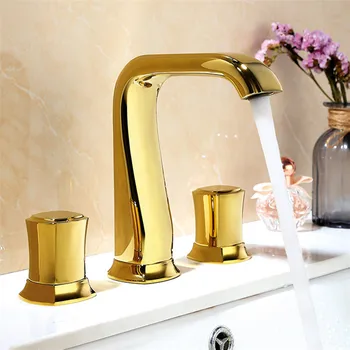 Bazinul robinet Baie răspândită chiuveta robinet a Crescut de Aur negru robinet baie chiuveta de robinet cu trei găuri de 8 inch bazinul Robinet