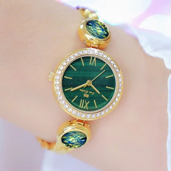 2022 BS Ceas Mic de Femei Verde Malachit Lady Ceas de mână Cuarț Impermeabil Brand de Lux pentru Femei Ceasuri 2023 Relogio Feminino