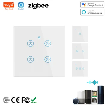 Tuya Zigbee Comutator Panou Tactil pentru Smart Home APP Control de la Distanță UE marea BRITANIE Standard de Lucru cu Alexa Google Acasa 1 2 3 Gasca