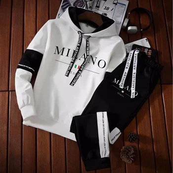 Oamenii Milano Scrisori De Imprimare Tricou Set Hanorace Pantaloni Trening, Costume De Design Jogger Suit Pulover De Lux Streetwear