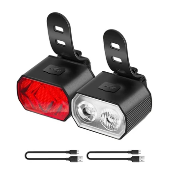 1 Set Rutier Biciclete Faruri USB Reîncărcabilă LED Biciclete Lumina din Față Biciclete Față de Lumină din Spate