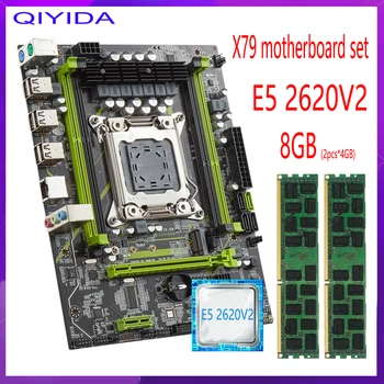 Qiyida placi de baza X79 despre lga2011 E5 2620 V2, CPU 2 buc x 4GB =8GB memorie RAM DDR3 1333Mhz REG ECC SATA3.0