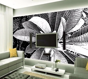 beibehang Personalizate 3D Tapet Mural Art Moda Model Alb Negru Frunze Camera de zi Dormitor Fundal TV papel de parede