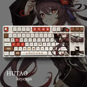 Genshin Impact Tema HUTAO Pbt Material Taste 61 87 104 108 Chei Set de Tastatură Mecanică Oem Profil Doar Tasta Caps Anime