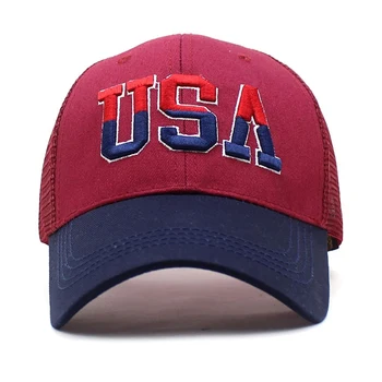 Scrisoare Broderie Steagul American De Protecție Solară În Aer Liber Tatăl Pălărie Cusaturi De Culoare Vară Șapcă De Camionagiu Oameni De Baseball Capac