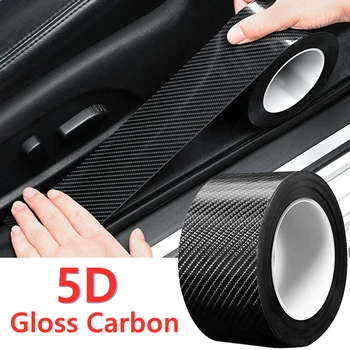 5D Luciu de Fibra de Carbon, Masina Pragului de Ușă Protector Bara Protector Autocolant Auto Folie Auto de Înaltă Rezistență Anti Scratch Film