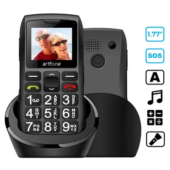 Artfone C1+ Bar Senior Telefon Mobil Cu acces Gratuit la Doc de Încărcare Mare Tastatura Cauciuc Pentru Vârstnici Dual Sim O Cheie SOS FM 1400mAh Mobil