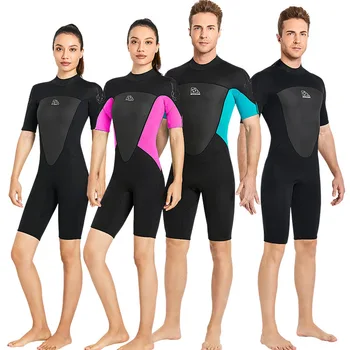 2MM Wetsuit Femei Bărbați-O singură Bucată Maneci Scurte protecție Solară Cald Costum de Surf Snorkeling Salopeta Corp Plin Costum de Scufundări