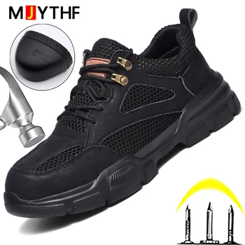Respirabil Negru de Siguranță Pantofi Barbati Vara Pantofi de Lucru din Oțel Picior Anti-puncție Pantofi de Protecție Indestructibil de Securitate Pantofi
