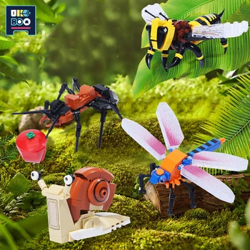 MOC Insecte, Animale Marine, Modelul Blocuri de Rechin Zbura de Albine Oraș Cărămizi de Construcție Set Copii Puzzle Asamblat Jucarii Copii