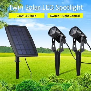 Alimentat cu energie solară Gazon Lumina Twin Solar LED lumina Reflectoarelor 120-140 Lumen Pe Lumina IP65 rezistent la Apă Peisaj de Grădină Lampa