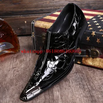 Noul design piele de sarpe-pantofi barbati din piele de brevet slip on mens formale pantofi cu tocuri înalte chaussure homme pluse size46