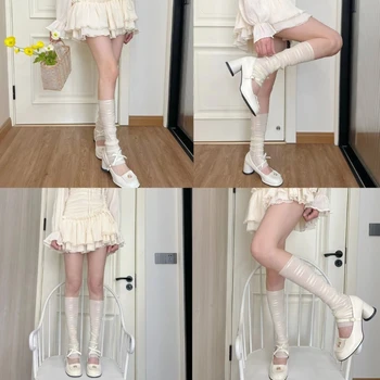 Femei Stil Japonez Drăguț Bowknot Dungi Întinde Piciorul Maneca Genunchi Șosete Mari