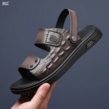 Cap nou strat de piele de oaie pentru bărbați sandale din piele barbati Vietnameză plaja pantofi de piele flip-flops tata papuci pantofi pentru bărbați