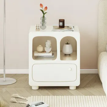XK franceză Crema Stil Noptieră Minimalist Modern, Dormitor Minimalist Cabinet de pat de Lux Lumina Dulap