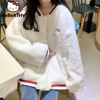 Hello Kitty Kawaii Sacou Pentru Femei 2023 Strat De Primăvară Fata Sanrio Moda Broderie De Pluș Jachete De Baseball Haine Drăguț Harajuku