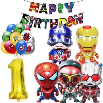 1Set Avenger super-Erou de Film de Aluminiu Baloane din Latex Happy Birthday Bannere Party Decor Băiat Ziua de nastere Copii Baloane Jucărie pentru Copii