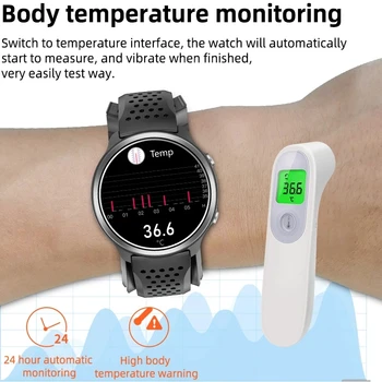 Temperatura corpului Bratara Adevărat Pompa de Aer Airbag de Tip Real Tensiunii Arteriale SPO2, Rata de Inima Sport Sănătate Smart watch Pentru Barbati Femei