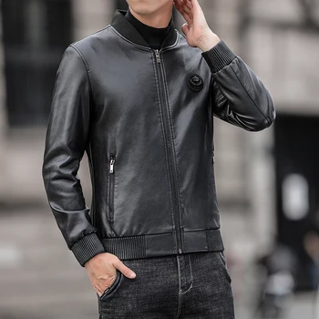 Mens Simplu Slim Moda de Iarnă 2023 Canadiană PU Piele Jachete Barbati Toamna Trend Personalitate Caldă Jachete de Piele pentru Bărbați