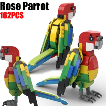 MOC Animal Papagal Model Blocuri faunei Sălbatice Păsări de Companie Cărămizi Asambla Jucării pentru Copii Cadouri