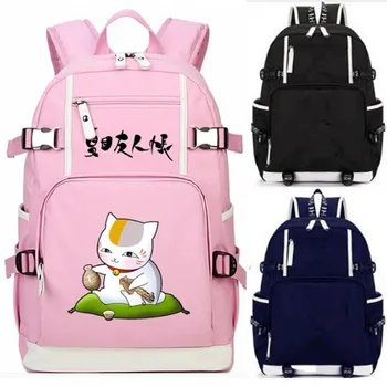 Natsume Yuujinchou Nyanko Sensei Pisica Roz Școală Rucsac Geanta Casual Adolescenți Student Carte De Călătorie Laptop Fata De Baieti Pungi De Cadouri
